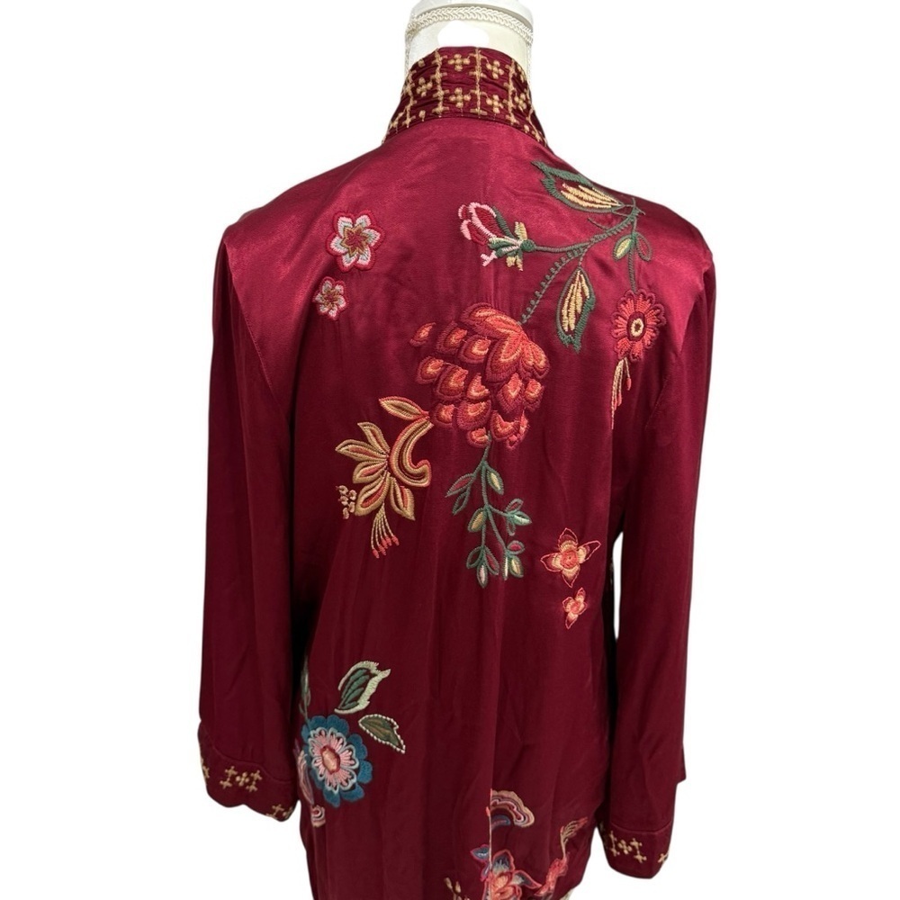 JOHNNY WAS XS Messine Long Kimono Floral Embroidered Pomegranate/Burgundy NWT - Picture 7 of 11